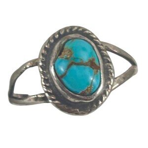 Vintage Sterling Silver Turquoise Oval Ring Bohemian Boho Southwestern